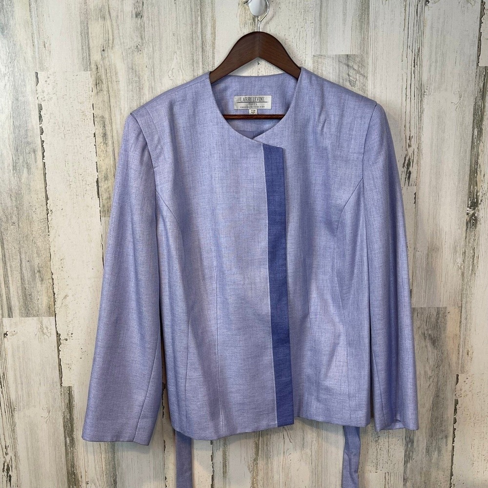 Larry Levine Women's Vintage Lavender Textured Blazer Belted Jacket Size 20W - Picture 2 of 10